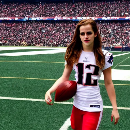 Image similar to emma watson in new england patriots football uniform