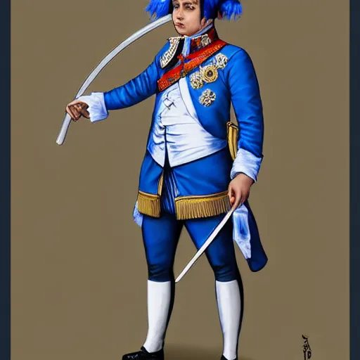 Image similar to Portrait of BeasttrollMC as Napoleon Bonaparte, asian race, blue hair