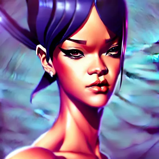 Image similar to buff rihanna, portrait shinkai makoto studio ghibli studio key hideaki anno sakimichan stanley artgerm lau rossdraws james jean marc simonetti elegant highly detailed digital painting artstation pixiv