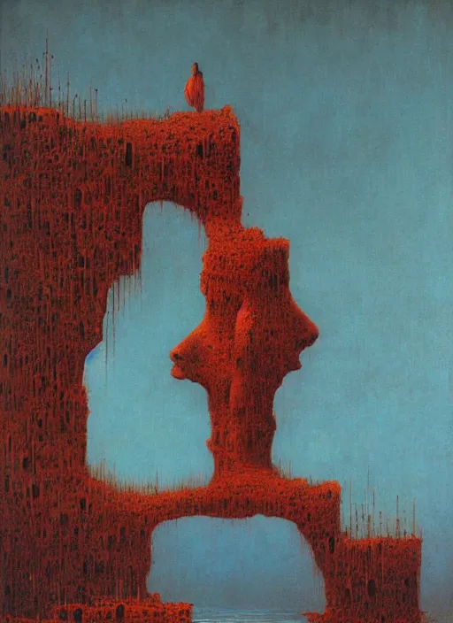Prompt: critical instability by beksinski and salvadore dali