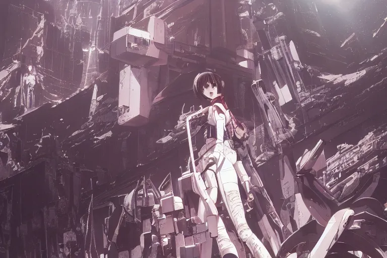 Image similar to knights of sidonia key visual, overlooking a cityscape, masterpiece illustration, trending on artstation, daily deviation, cinematic, 8k scan hq