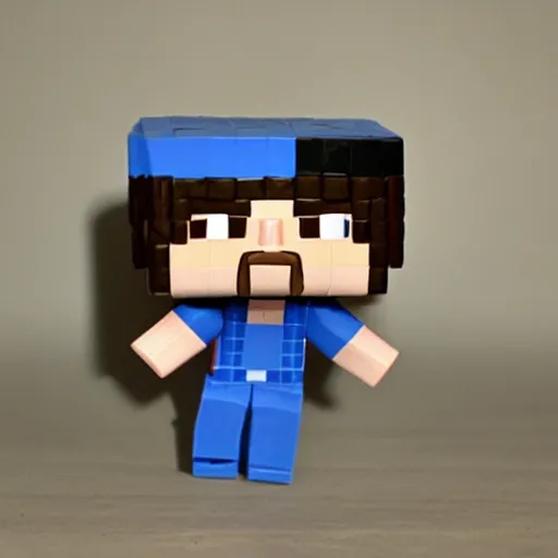 full body 3d render of minecraft steve as a funko pop