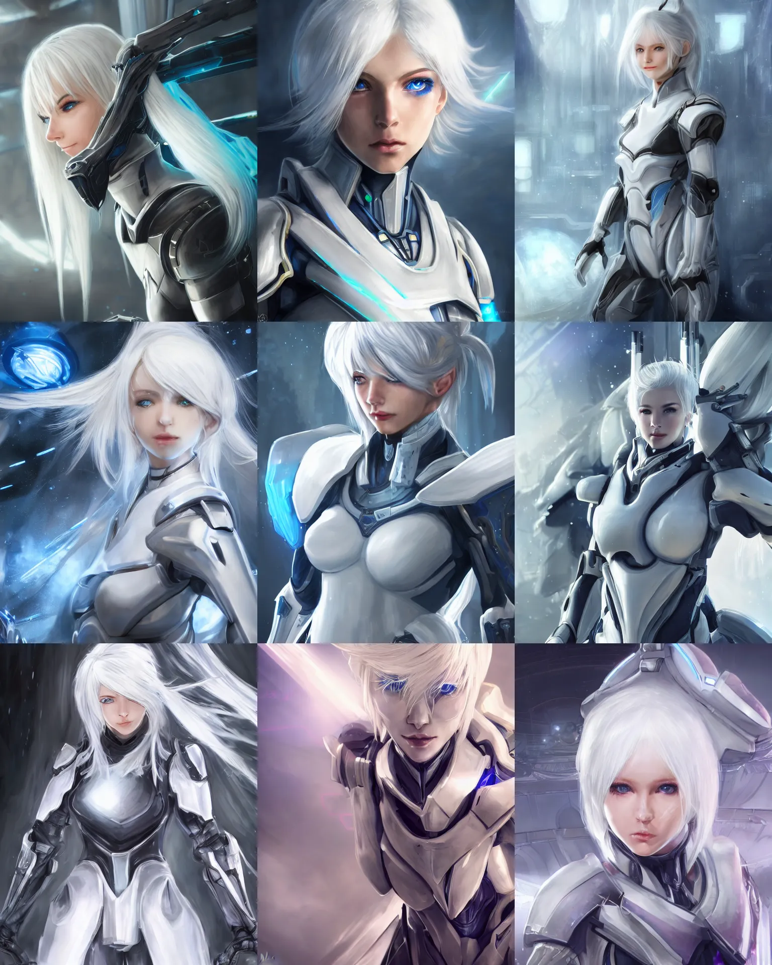 Prompt: perfect white haired girl, warframe armor, beautiful, dreamy, pretty face, blue eyes, portrait, bright light, scifi, utopian architecture in the background, laboratory, 4 k, high definition, ultra realistic, aura of light, cinematic, extreme details, focused, masterpiece, art by akihito tsukushi, akasuki brightmind