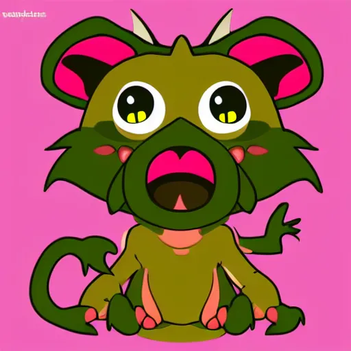 Image similar to A cute vector art of a cute pink Kobold