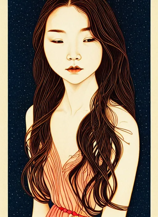 Image similar to a portrait of a pretty young lady by audrey kawasaki