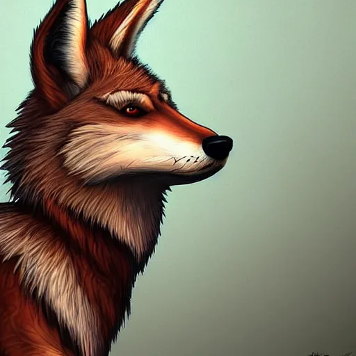 Prompt: anthropomorphic male coyote. digital art. trending on artstation.