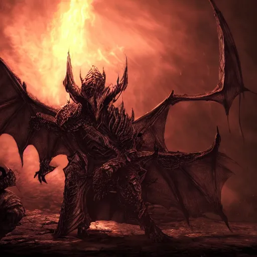 Prompt: dragon as a dark souls boss artistic. illustration. 4 k. cinematic. photoreal. dark colors