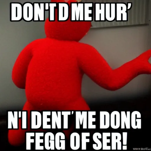 Image similar to don't hug me im scared red guy