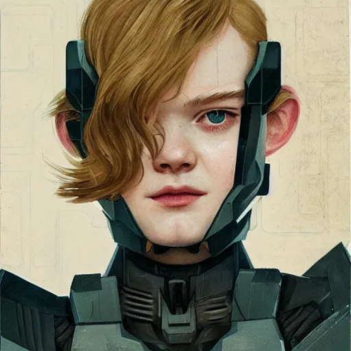 Prompt: Elle Fanning in Halo ODST picture by Sachin Teng, asymmetrical, dark vibes, Realistic Painting , Organic painting, Matte Painting, geometric shapes, hard edges, graffiti, street art:2 by Sachin Teng:4