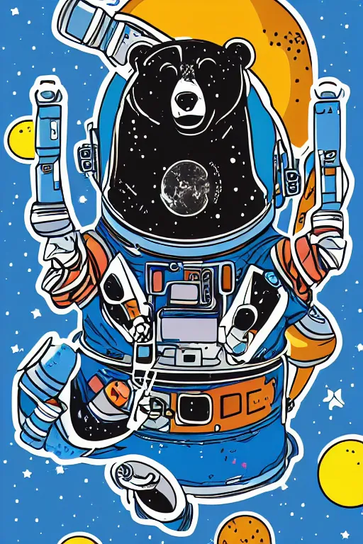 Image similar to A portrait of a bear as an astronaut on the moon, sticker, colorful, illustration, highly detailed, smooth and clean vector curves, no jagged lines, vector art, smooth