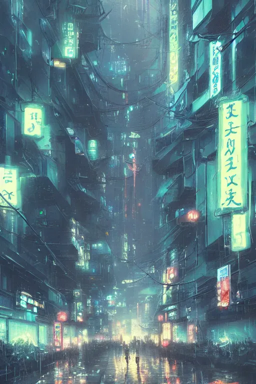 Image similar to rainy tokyo streets at night in the year 2049, cyberpunk concept art by pete mohrbacher and seb mckinnon and beksinski and josan gonzales, digital art, highly detailed, intricate, sci-fi, sharp focus, Trending on Artstation HQ, deviantart, unreal engine 5, 4K UHD image