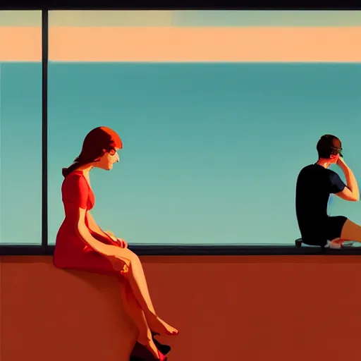 Prompt: summertime! sadness! by atey ghailan ( ( ( and edward hopper ) ) )
