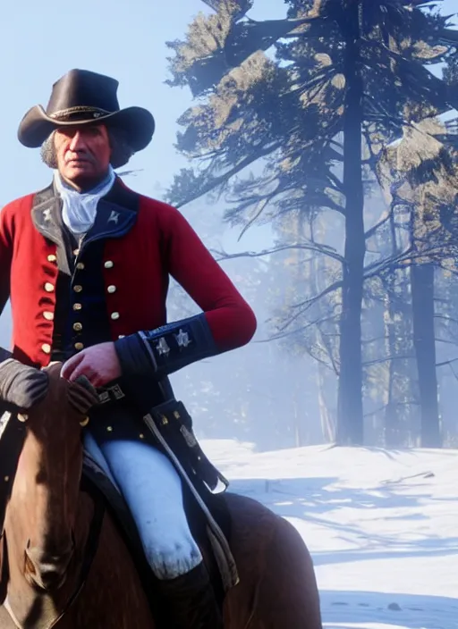 Prompt: film still of george washington in red dead redemption 2 ( 2 0 1 8 video game )