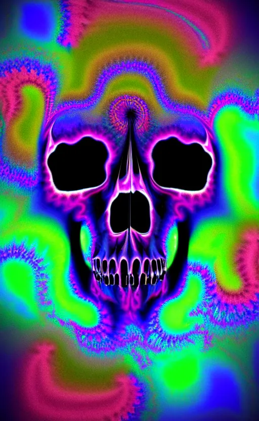 Image similar to skull made of Fractal flame, psychedelic