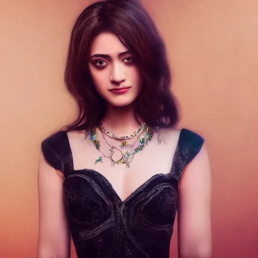 Image similar to algerian Emmy Rossum, realistic, photo studio, HDR, 8k, trending on artstation