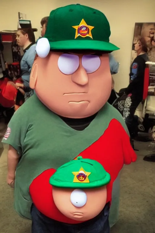 Image similar to Eric Cartman from South Park as a real life 3d human