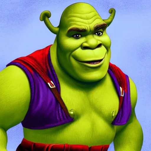 Image similar to digital painting of Shrek as Captain America