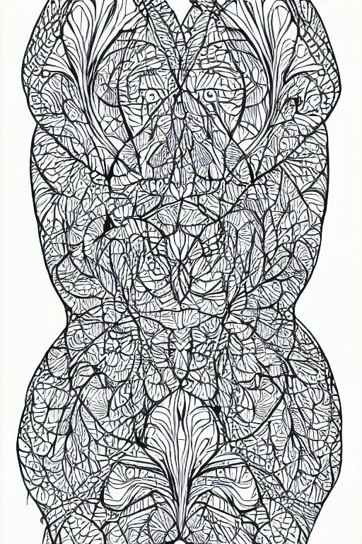 Image similar to bunny, ornaments, fractal, ink drawing, line art colouring page