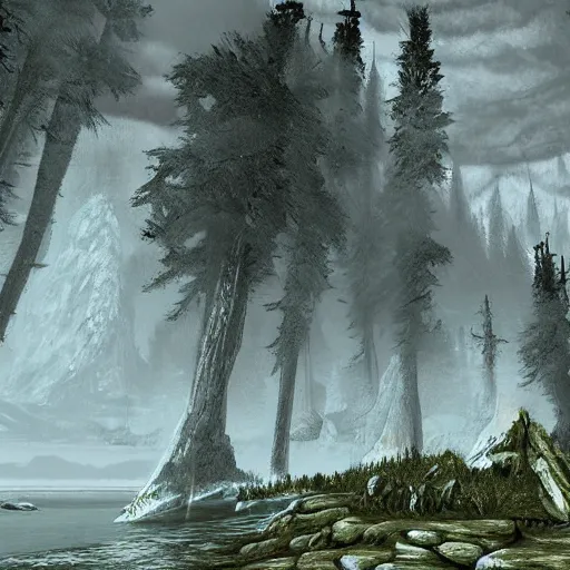 Image similar to digital art of nature in skyrim