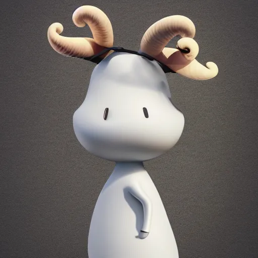 Image similar to a big head Moomin, two tiny horns, 3D art, Finnish green, Baymax style, sweetness, technology, futurism, kawaii, Marina Dieul, Monchhich, Kristina Shablina, 8K