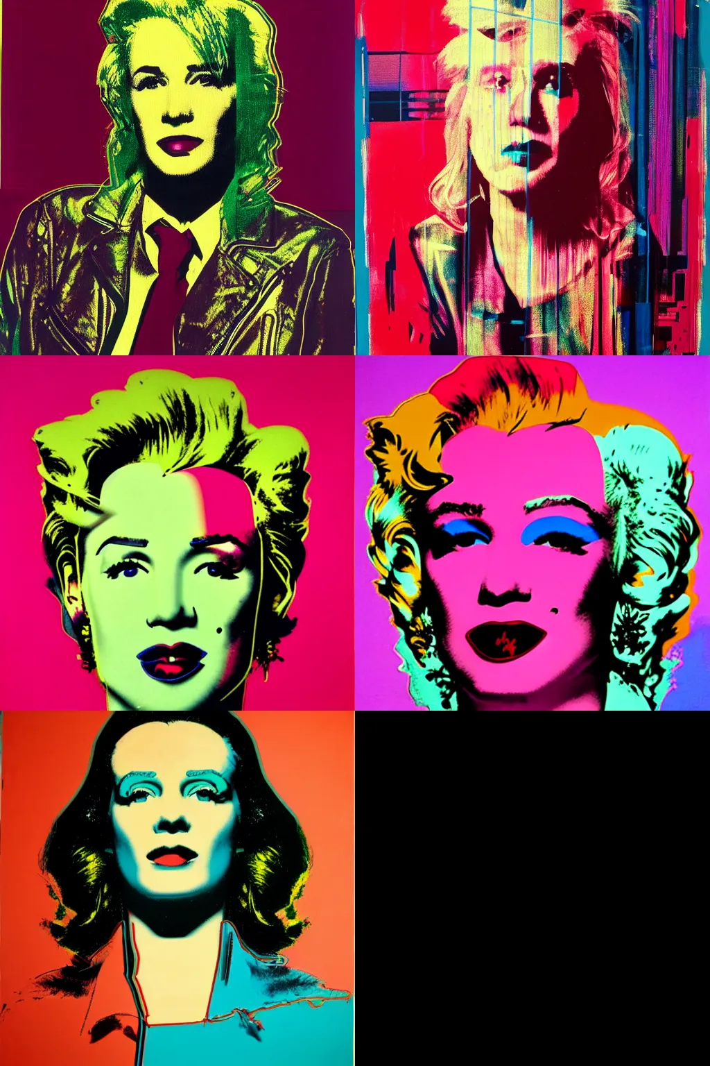 Prompt: A cyberpunk portrait painted by Andy Warhol