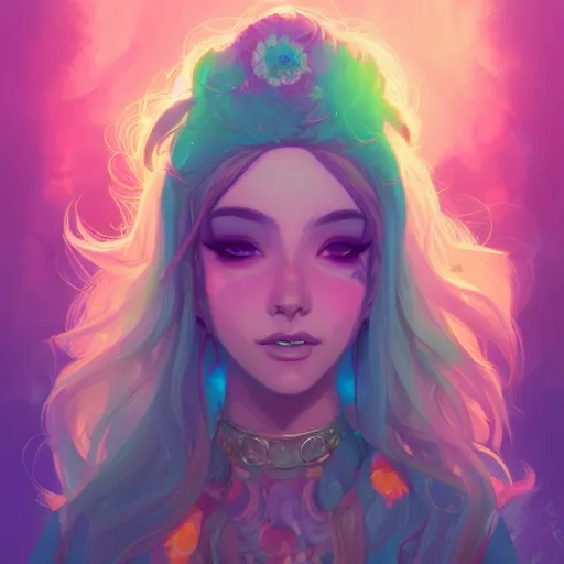 Image similar to a portrait of a beautiful hippie, art by lois van baarle and loish and ross tran and rossdraws and sam yang and samdoesarts, digital art, highly detailed, intricate, sharp focus, Trending on Artstation HQ, deviantart, unreal engine 5, 4K UHD image