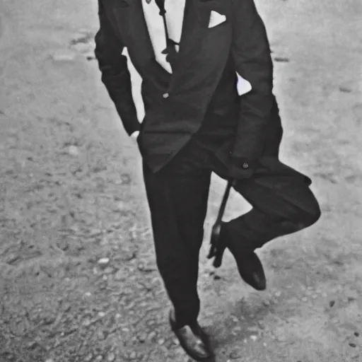 Image similar to vintage photo of a black man wearing a black suit in front of rio de janeiro