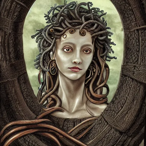 Image similar to a beautiful portrait of medusa