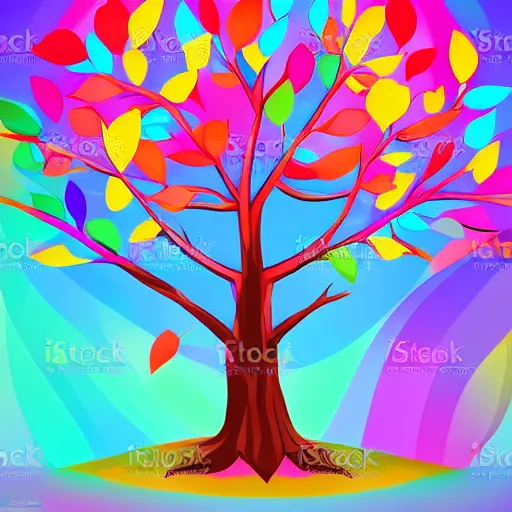 Prompt: colorful world tree shaded vector art. shutterstock. behance hd, artstation, illustration