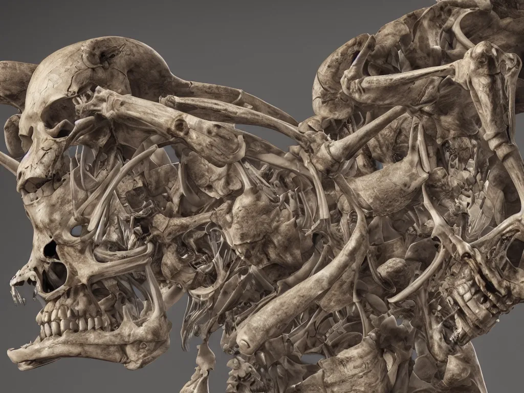 Image similar to cinematic scene of a detailed and intricate design of the back of full female anatomy wrapped in bones, maximalist, real, studio shot, dynamic lighting, great finesse organic hyper detailed, engineering blueprints, technical drawings, calculus, stained paper, hyperrealistic, ultra detailed, 4K, octane render, unreal engine