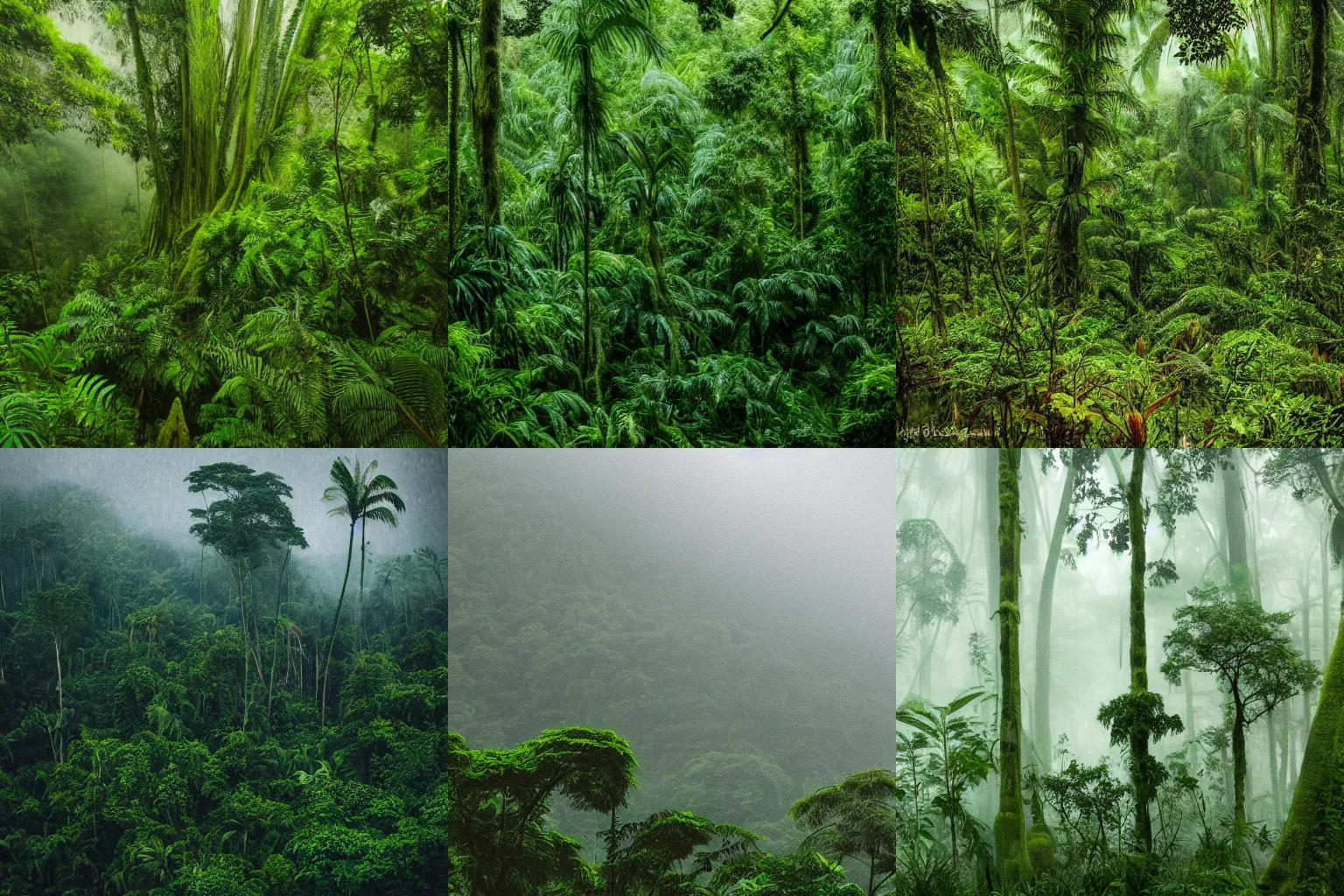 Prompt: Rainforest in a cloudy day