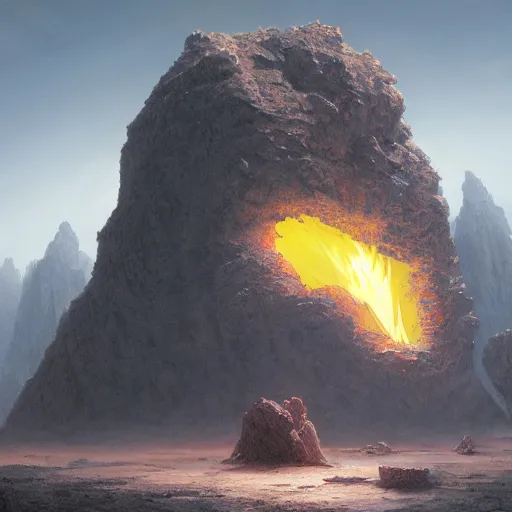 Image similar to Digital art of a meteorite containing an insect hive burning up in the atmosphere, Wayne Barlowe Greg Rutkowski Jessica Rossier 4k prehistoric geology