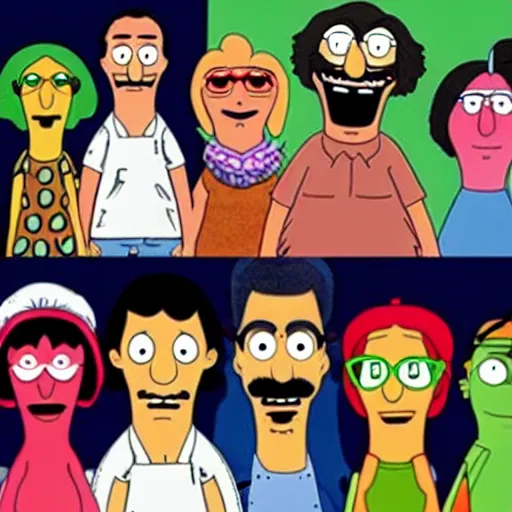 Prompt: The cast of Bob's Burgers as Muppets