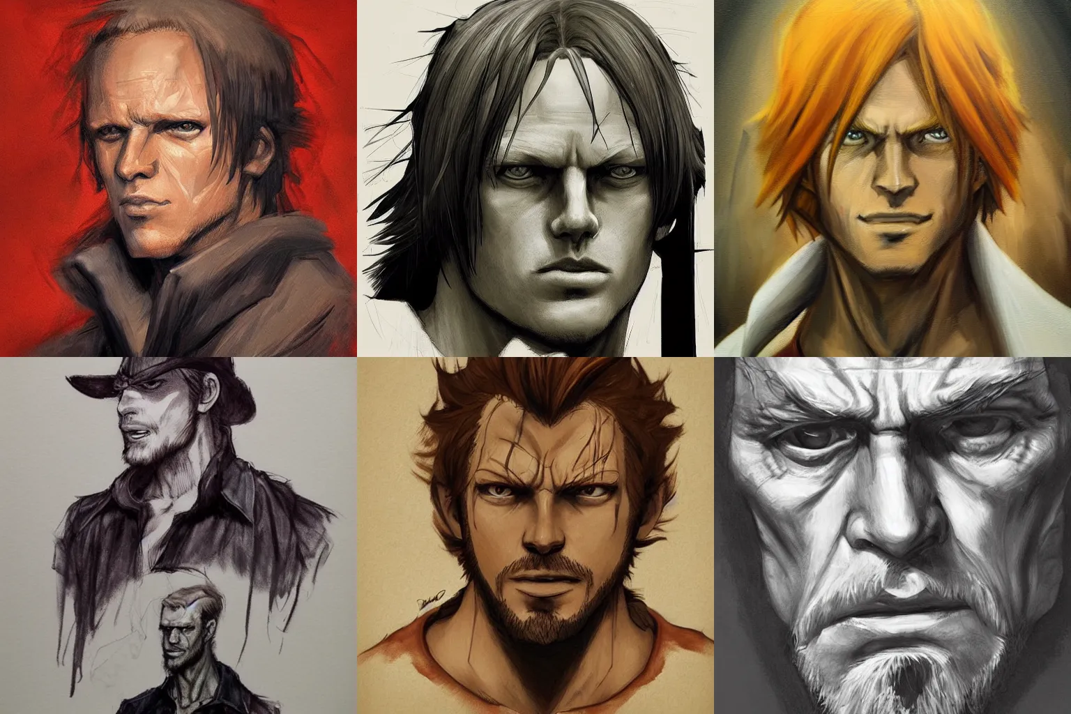 Prompt: Portrait de Shanks le Roux, par Greg Rutowski et John Willian Waterhouse, trending on artstation, très détaillé, one Piece.