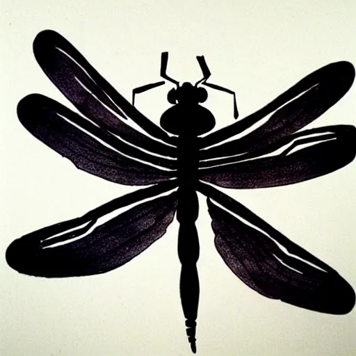 Image similar to zen dragonfly, calligraphy ink