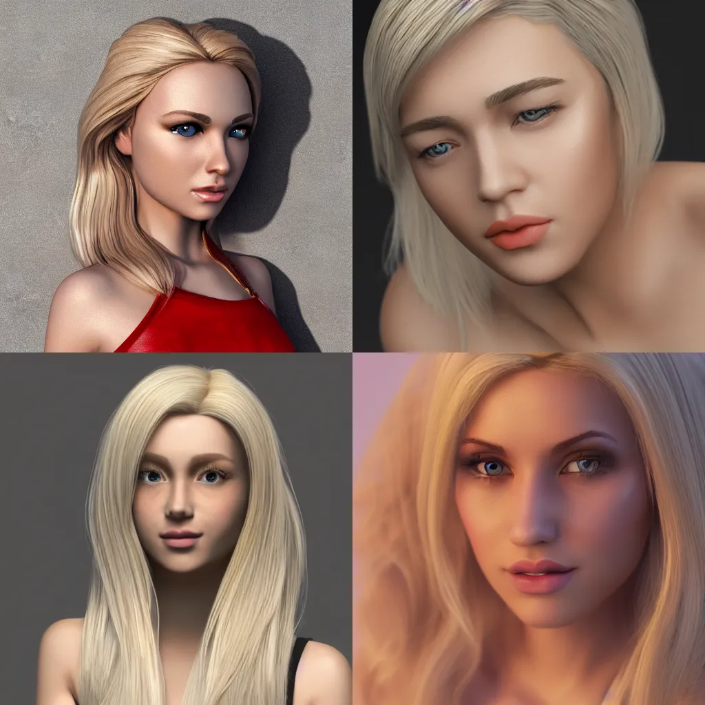 Prompt: beautiful blonde girl, octane render