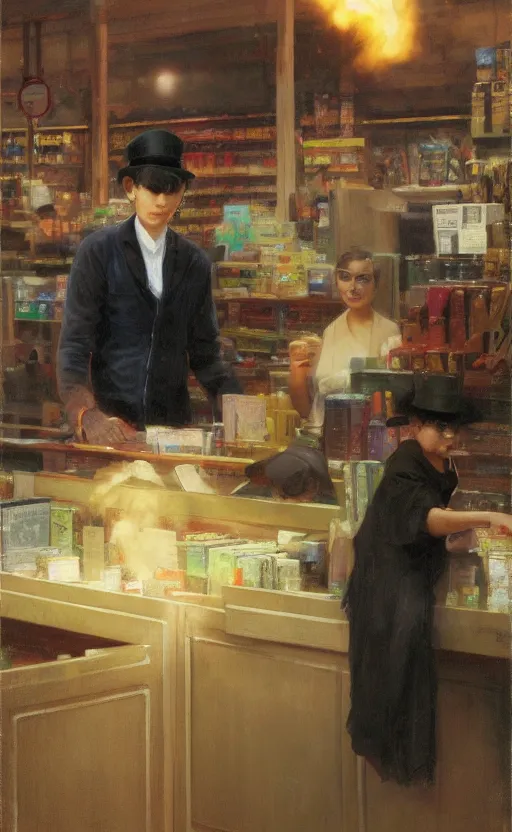 Image similar to the grime reaper working the cash register at the local walmart by cheol joo lee and delphin enjolras and daniel f. gerhartz