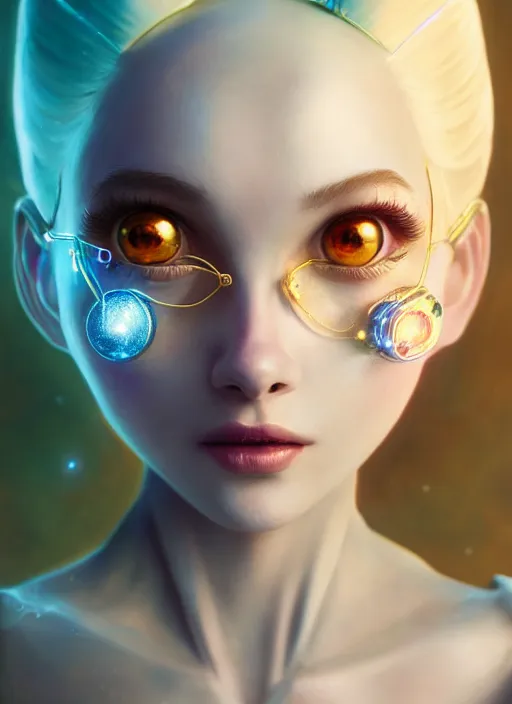 Image similar to pixar portrait 8 k photo, beautiful shiny white rich galactic prima ballerina clowncore russian cyborg college girl, golden ratio details, sci - fi, fantasy, cyberpunk, intricate, decadent, highly detailed, digital painting, ever after high, octane render, artstation, concept art, smooth, sharp focus, illustration, art by artgerm, loish, wlop