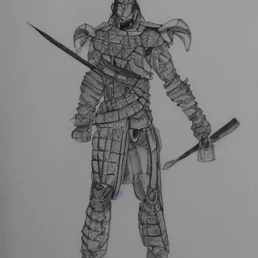 Image similar to japanese futuristic warrior with many scars, hard ink, no pencils, full body drawing