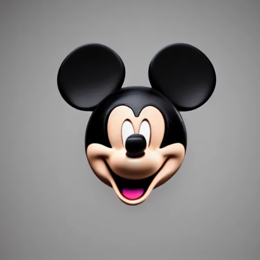 Image similar to mickey mouse head, fractal, broken, wet, mycelium, radiant alien, rococo, baroque, automotive, bio-mechanical, porcelain, iridescent sub surface scattering, octane render