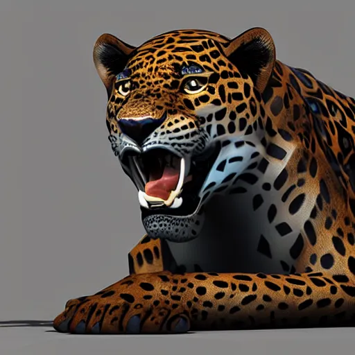 Image similar to a 3d low poly jaguar, realistic, unreal engine, octane render, cycles render