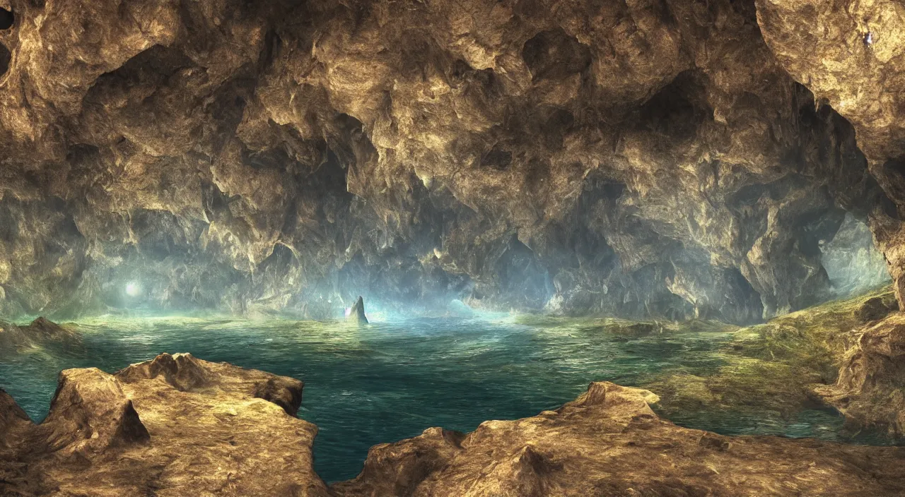 Image similar to majestic deep cavern landscape, high definition, high detail, 8k, photorealistic,