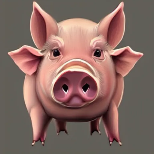 Image similar to face of cutest pig in the world. Artistic. Concept art. Drawing. High details. Cute. Adorable. Piggy