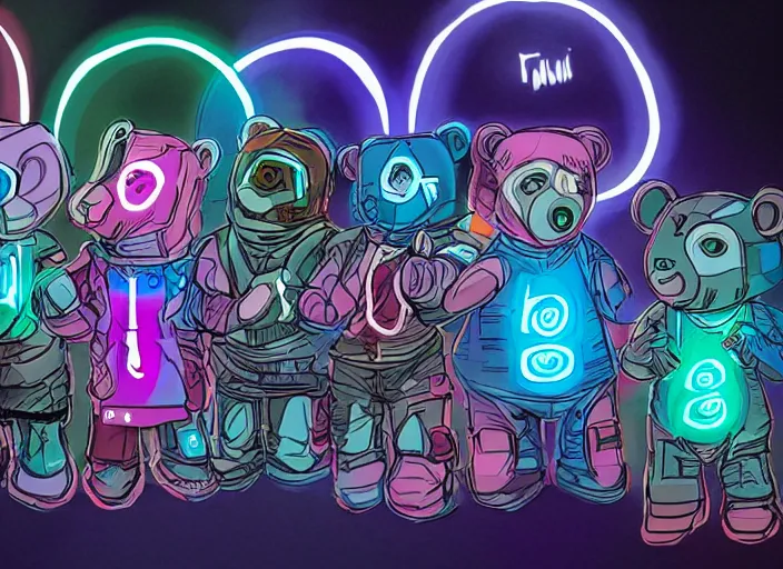 Image similar to cyberpunk care bears