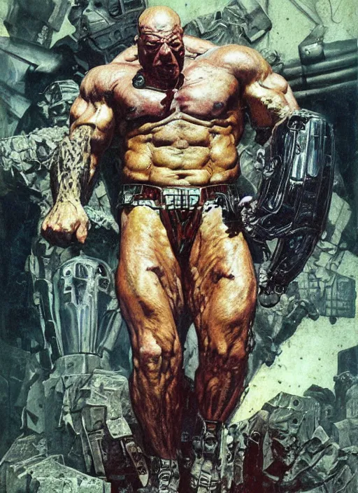 Prompt: portrait of super huge morgan aste as the punisher wearing shirt, by lawrence alma tadema and zdzislaw beksinski and norman rockwell and jack kirby and tom lovell and greg staples