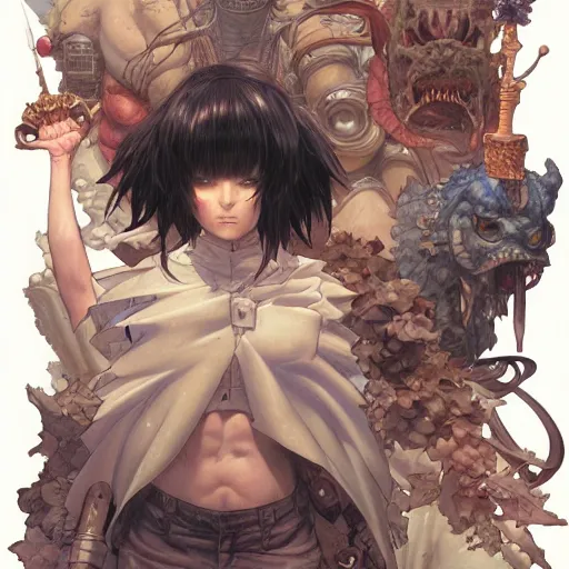 Image similar to prompt : ragnarok online portrait soft light painted by james jean and katsuhiro otomo and erik jones, inspired by akira anime, smooth face feature, intricate oil painting, high detail illustration, sharp high detail, manga and anime 1 9 9 9