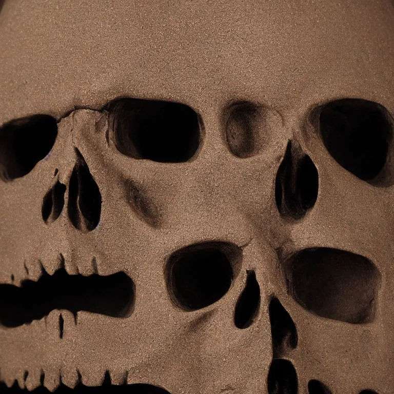 Image similar to closeup of metal skull berried in sand painted by Edward Hopper, painted by Wayne Barlow, airbrush