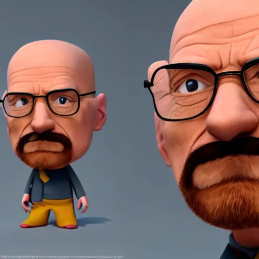 Prompt: Walter White as a character in a Pixar movie, blender render