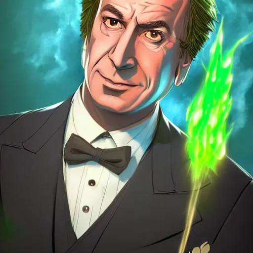 Prompt: portrait of saul goodman as the master of the green lightning, anime fantasy illustration by tomoyuki yamasaki, kyoto studio, madhouse, ufotable, trending on artstation