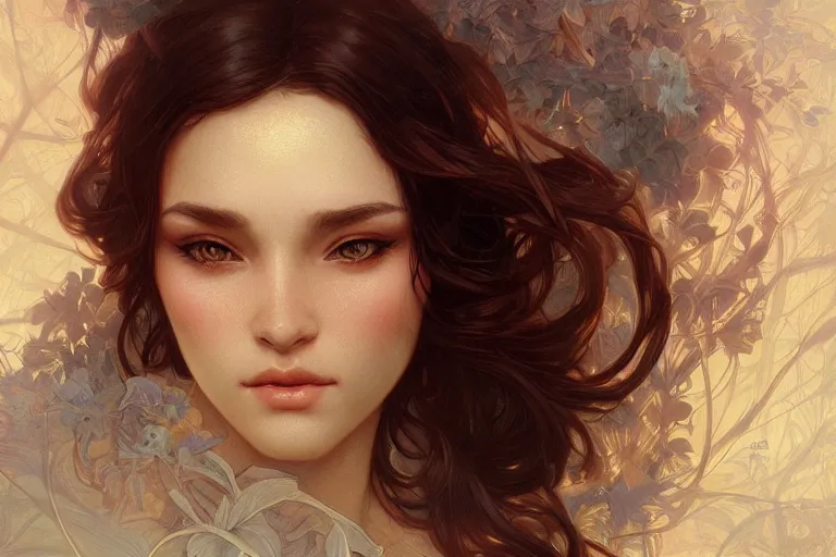 Image similar to beautiful girl, intricate, elegant, highly detailed, digital painting, artstation, concept art, smooth, sharp focus, beautiful face, beautilful eyes, illustration, art by artgerm and greg rutkowski and alphonse mucha